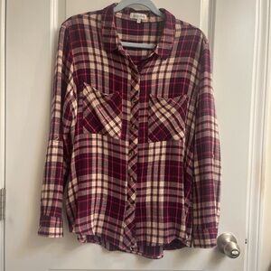 Grace & Lace Plaid Button down flannel shirt
